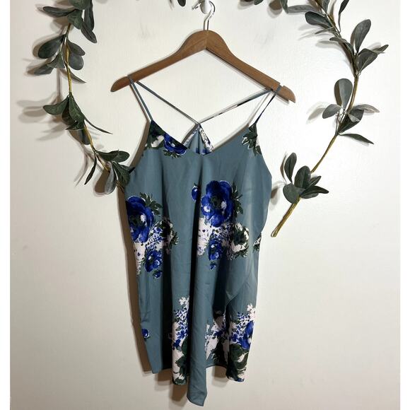 Free People Blue Floral Tank Dress LAST CALL - Picture 1 of 4